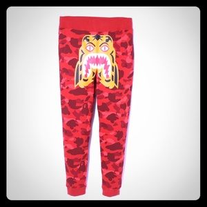 BAPE Camo Tiger Slim Sweat Pants Red